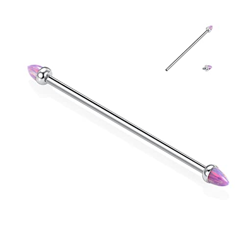 G23 Titan Industrial Barbell Industrial Bar 14G Industrial Piercing Schmuck 38 mm langer Scaffold Bar Innengewinde Industrial mit Cone Purple Opal Knorpelohrring Helix Ohrringe für Damen Herren von hengkaixuan