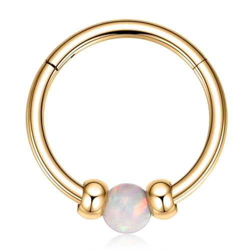 Opal Nasenring 8 mm Helix Knorpel Creolen Ohrring 18G Daith Rook Tragus Schmuck Gold Chirurgenstahl Septum Piercing Schmuck für Frauen von hengkaixuan