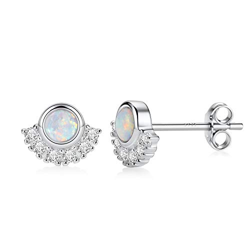 Opal Ohrstecker 925 Sterling Silber Minimalist Winzige Silber Ohrstecker Zierliche kleine Ohrstecker Hypoallergen Modeschmuck Geschenk für Sie von hengkaixuan