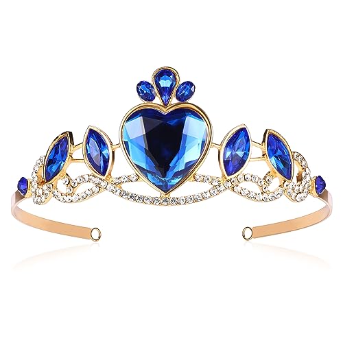hengkaixuan Prinzessin Tiara Acryl Krone Blau-Isla Kristall Tiara Mädchen Kinder Krone Sparkly Strass Tiara Stirnband Kopfschmuck Schmuck für Frauen Mädchen Geburtstag Party Haarschmuck von hengkaixuan