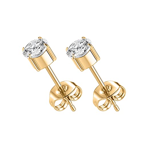 hengkaixuan 1 Paar Implantat Grade Titan Ohrstecker Set Hypoallergen Zirkonia 6mm Ohrringe Gold für Frauen Mädchen für Männer für empfindliche Ohren hengkaixuan 1 Paar Implantat Grade Titan Ohrstecker Set Hypoallergen Zirkonia 6mm Ohrringe Gold für Frauen Mädchen für Männer für empfindliche Ohren von hengkaixuan