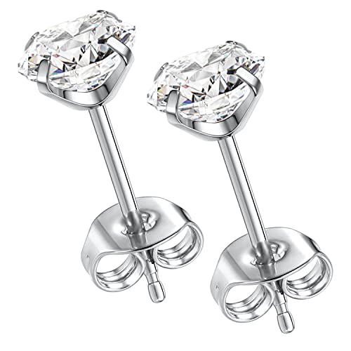 Hengkaixuan Titan-Ohrringe in Implantatqualität - Hypoallergene Zirkonia 6 mm Silberknorpel Helix-Ohrringe für Frauen, Mädchen, Männer und Empfindliche Ohrläppchen von hengkaixuan