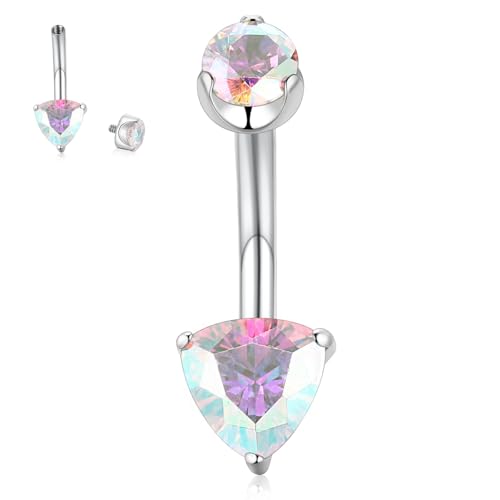 hengkaixuan 14G Bauchnabelring Titan-Bauchnabelring 10 mm Curvel Bauchnabel-Barbell mit CZ Bauchnabelstange Innengewinde Bauchnabelpiercing-Schmuck für Frauen von hengkaixuan