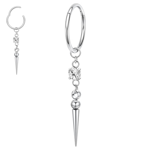 hengkaixuan 16G Conch Hoop Ohrring Dangle Ohrläppchen Ohrring Nahtloser Klickverschlussring 316L Chirurgenstahl Knorpel Helix Tragus Piercing Silber Septumring 10 mm für Frauen und Männer von hengkaixuan