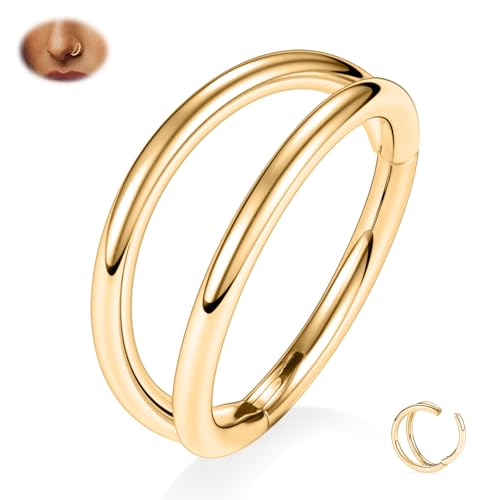 hengkaixuan 16G Conch-Piercing-Schmuck G23 Titan Doppel-Nasenring Gold Septum Schmuck 10mm Helix Knorpel Tragus Daith Rook Lip Lobe Conch Hoop Ohrring für Damen von hengkaixuan