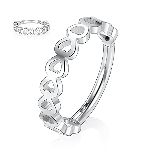 hengkaixuan 16G Helix Ohrringe Septum Clicker Knorpel Daith Ring Chirurgenstahl Conch Hoop Ring 10mm Aushöhlen Herz Designed Tragus Rook Ohrringe Septum Schmuck Silber Nasenringe Kleine Hoop Ohrringe von hengkaixuan