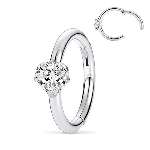 hengkaixuan 16G Herz CZ Daith Helix Tragus Turm Ohrringe Septum Clicker Schmuck Nasenringe 10mm Chirurgischer Stahl Muschelknorpel Ohrring Creole Kleiner Creolenring für Frauen Männer von hengkaixuan