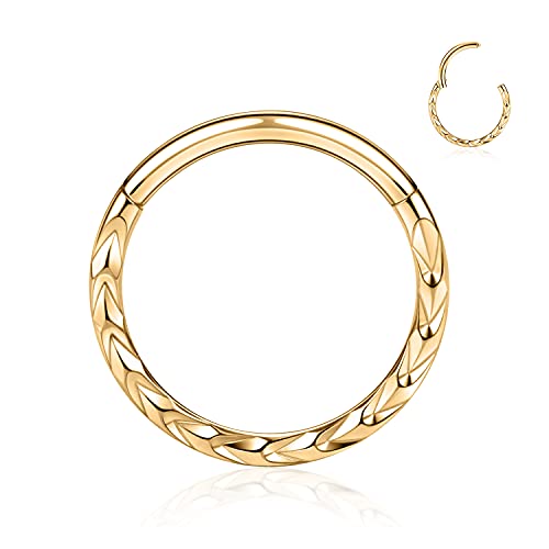 hengkaixuan 16G Pfeil Design Septum Ohrmanschette Helix Clicker Klappring Nasenringe Gold 316L Chirurgischer Stahl Segment 10mm Knorpel Ohrringe Creolen Daith Piercing Schmuck für Frauen Mädchen von hengkaixuan