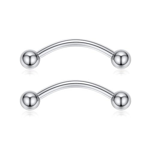 hengkaixuan 2 Stück G23 Titan Nippelringe 14G Nippelstangen Titan Nippelschmuck Innengewinde Curved Barbell Augenbrauenringe für Frauen Mädchen 12mm von hengkaixuan