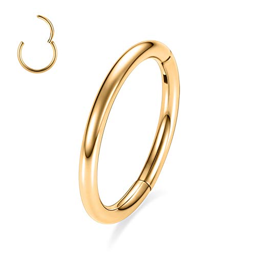 hengkaixuan 316L Chirurgischer Stahl Klappbarer nahtloser Septum Clicker 16G Knorpel Nasenring Reifen Gold 9mm Helix Daith Tragus Ohrringe für Frauen Männer von hengkaixuan