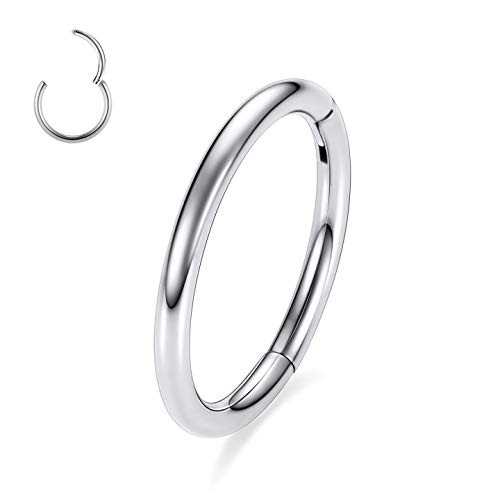 hengkaixuan 316L Chirurgischer Stahl Klappbarer nahtloser Septum Clicker 16G Knorpelnasenring Creolen Silber 8mm Helix Daith Tragus Ohrringe für Frauen Männer von hengkaixuan