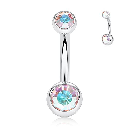 hengkaixuan Bauch Knopf Ring G23 Titan Navel Bar Silber Innengewinde Bauch Piercing 14G Navel Piercing mit AB CZ von hengkaixuan