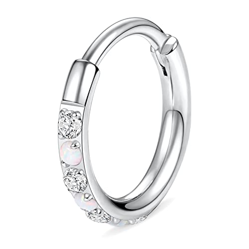 hengkaixuan Conch Creolen Silber Nasenring 16G Huggie-Ohrringe Chirurgenstahl Klappsegment Clicke Kleine Creolen 10mm Conch Piercing Knorpelohrring Lappenohrring Ohrpiercing Schmuck mit Opal CZ hengkaixuan Conch Creolen Silber Nasenring 16G Huggie-Ohrringe Chirurgenstahl Klappsegment Clicke Kleine Creolen 10mm Conch Piercing Knorpelohrring Lappenohrring Ohrpiercing Schmuck mit Opal CZ von hengkaixuan