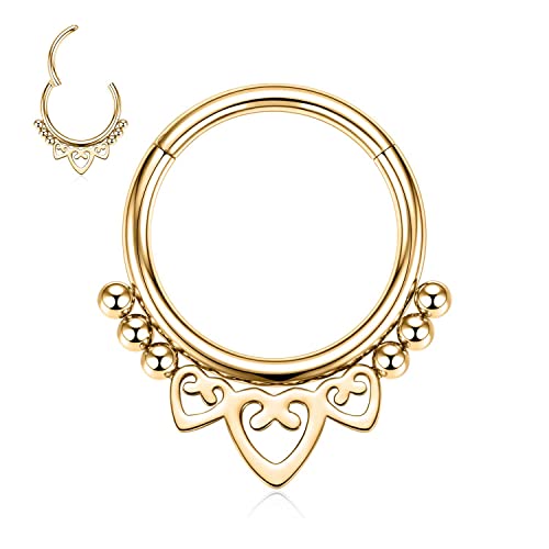 hengkaixuan Daith Ohrringe Chirurgenstahl 16G Septum Schmuck Gold Septum Ringe Septum Clicker Ring Herz Nasenring Turm Ohrringe Nahtlos Conch Piercing Schmuck Tragus Knorpel Helix Creolen 10mm von hengkaixuan