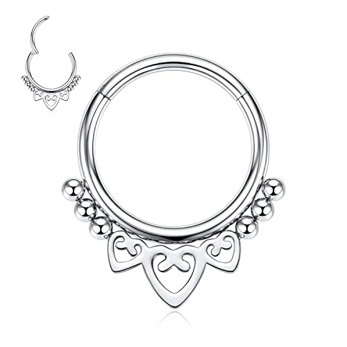 hengkaixuan Daith Ohrringe Chirurgenstahl 16G Septum Schmuck Silber Septum Ringe Septum Clicker Ring Herz Nasenring Turm Ohrringe Nahtlos Conch Piercing Schmuck Tragus Knorpel Helix Creolen 10mm von hengkaixuan