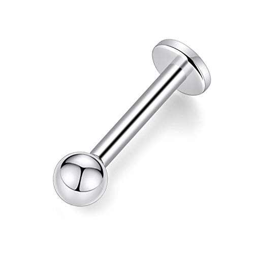 hengkaixuan G23 Titan-Lippenstifte mit flachem Rücken 16G Labret-Bolzen Tragus-Ohrstecker 8 mm Monroe-Piercing Fadenloser Push-In-Silber-Helix-Knorpel-Muschel-Ohrring Frauen-Mädchen-Piercing-Schmuck von hengkaixuan