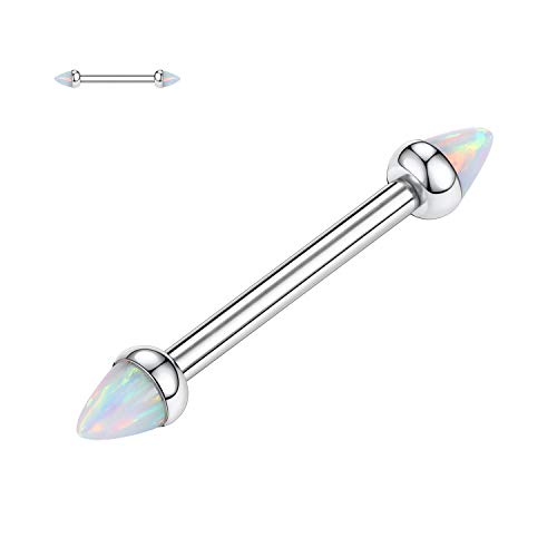 hengkaixuan G23 Titan Nippel Langhantel 14G Nippelringe mit Gewinde Kegel Opal Body Piercing Schmuck für Frauen 16mm von hengkaixuan