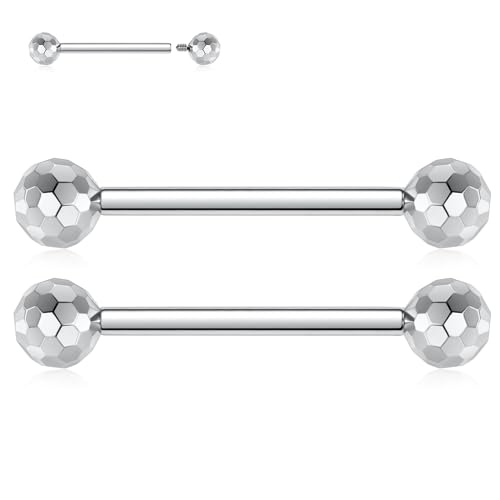 hengkaixuan G23 Titan Nipple Rings 14G Nipple Bars Silver Nipple Jewellery 1 Pair Internally Threaded Bridge Barbell Tongue Rings for Women Girls 16mm von hengkaixuan