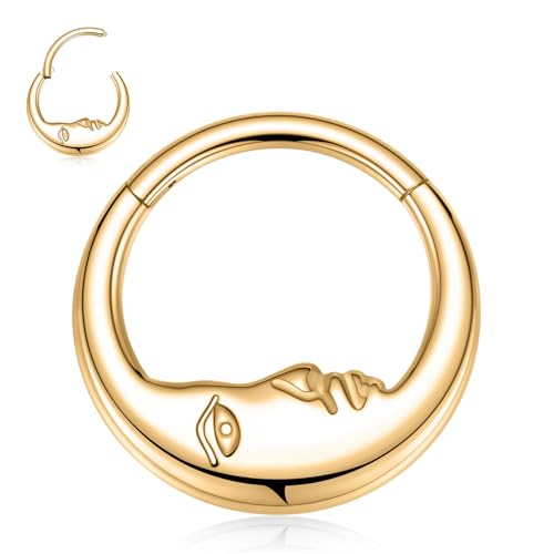 hengkaixuan Gold Septum Schmuck 16G Nase Hoop Ring Daith Ohrring Edelstahl Knorpel Tragus Helix Hoop Ohrring Conch Piercing für Frauen 10mm von hengkaixuan