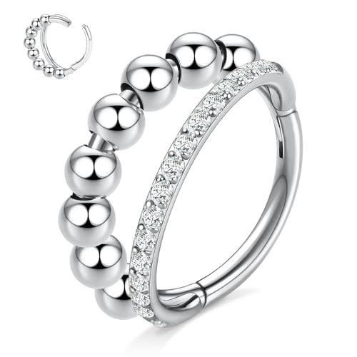 Hengkaixuan Helix Ohrringe Chirurgenstahl Doppel-Nasenring 16G Conch Hoop Piercing Schmuck Silber Micro Lobe Bead Lip Knorpel Septum 10mm von hengkaixuan