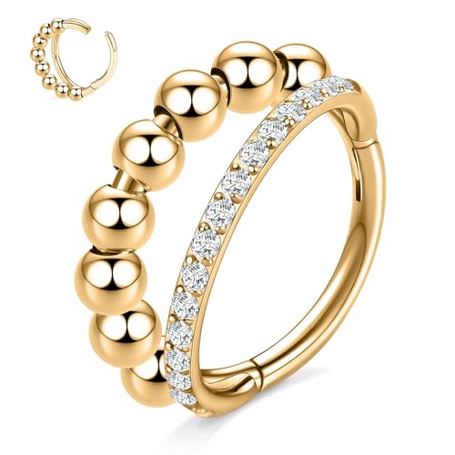 Hengkaixuan Helix Ohrringe Chirurgenstahl Doppelter Nasenring 16G Conch Hoop Piercing Schmuck Gold Micro Lobe Bead Lip Knorpel Septum 10mm von hengkaixuan