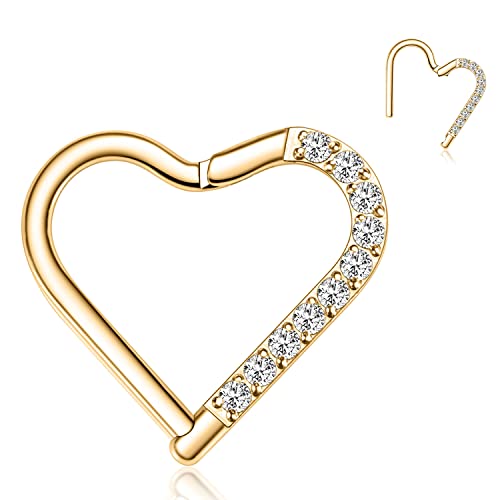 hengkaixuan Herz Septum Clicker Ring Daith Ohrringe Edelstahl Gold Daith Piercing Schmuck Rook Ohrringe CZ Hoop Hinged Segment Clicker Nasenringe Hoop Conch Helix Knorpel Tragus Creolen 8mm hengkaixuan Herz Septum Clicker Ring Daith Ohrringe Edelstahl Gold Daith Piercing Schmuck Rook Ohrringe CZ Hoop Hinged Segment Clicker Nasenringe Hoop Conch Helix Knorpel Tragus Creolen 8mm von hengkaixuan