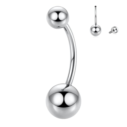 hengkaixuan Long Belly Bar Navel Ring 14G Belly Barbell Titan Belly Button Ring 14mm Belly Piercing Jewellery Internally Threaded Navel Jewellery for Women Men Girls von hengkaixuan
