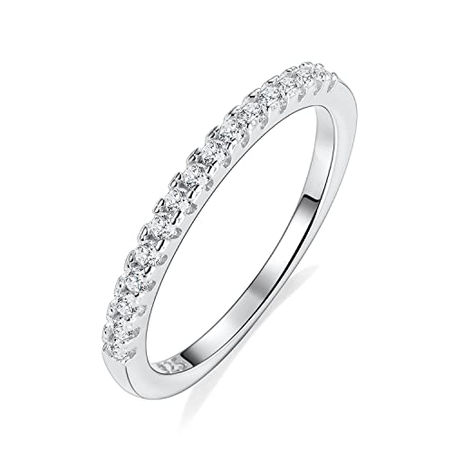 hengkaixuan Moissanite Ehering 18 Karat Weißgold plattiert 925 Sterling Silber Trauringe Ewigkeit Ehering Stapelbarer Ring Klassische Verlobungsringe Erinnerungsring für Frauen 8 von hengkaixuan