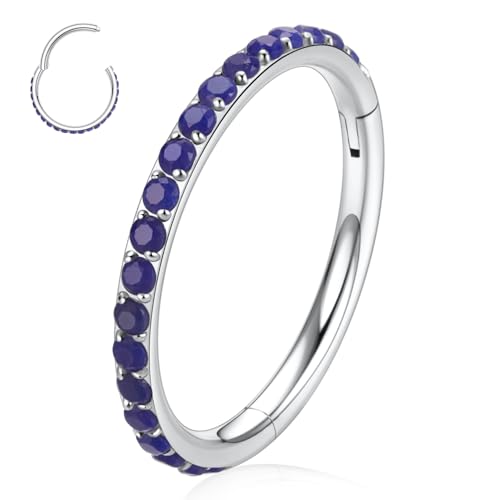 hengkaixuan Nasenring aus Chirurgischem Stahl 316L Lazurit Silberner Conch Creolen Ohrring Septum Schmuck Helix Tragus Rook Daith Piercing für Damen und Herren 10 mm von hengkaixuan