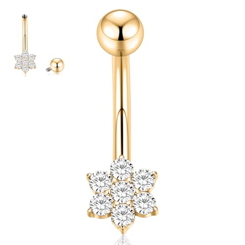 hengkaixuan Titan-Bauchnabelring 8 mm Bauchnabelschmuck Gold-Bauchnabelpiercing 14G Bauchnabelring mit CZ Innengewinde Gebogener Bauchnabelschmuck-Stift für Frauen hengkaixuan Titan-Bauchnabelring 8 mm Bauchnabelschmuck Gold-Bauchnabelpiercing 14G Bauchnabelring mit CZ Innengewinde Gebogener Bauchnabelschmuck-Stift für Frauen von hengkaixuan