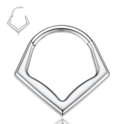 hengkaixuan Titan Daith Rook Ohrring 8 mm 16G Knorpel Helix Tragus Conch Piercing Schmuck Silber Septum Schmuck Nasenring Nasenpiercing für Frauen von hengkaixuan