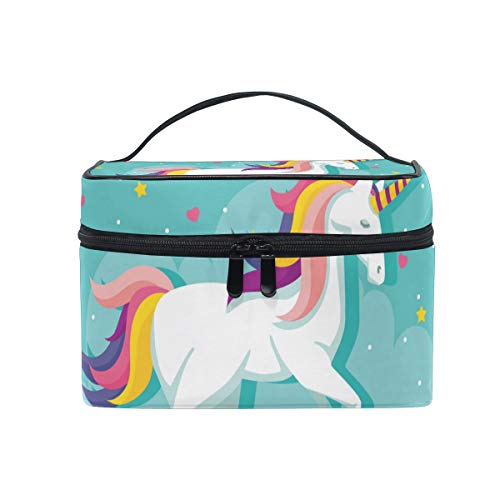 Hengpai Cloud Bunte Einhorn-Kosmetiktasche, Reise-Make-up, Zugkoffer, Aufbewahrungs-Organizer für Damen von hengpai