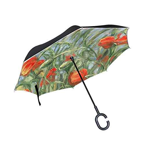 hengpai Regenschirm mit goldfarbenen Blättern, umgekehrt, umgekehrt, umgekehrt, für Damen, winddicht, UV-beständig, doppellagig, mehrfarbig12, Einheitsgröße von hengpai