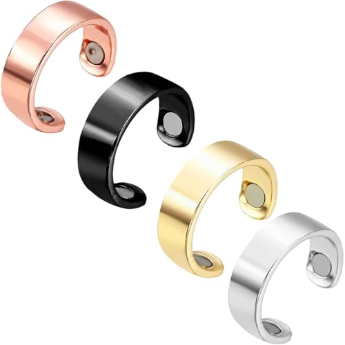 heofonm Sömni Ring Damen Wechseljahre, Sömni Ring, Magnetringe Damen Wechseljahre Ringe, Verstellbarer Magnetischer Akupressurring zur Linderung von Müdigkeit (A*4pcs) von heofonm