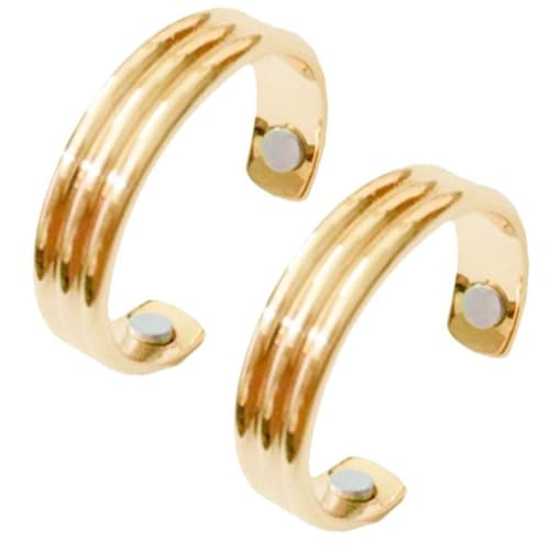 heofonm Sömni Ring Damen Wechseljahre, Sömni Ring, Magnetringe Damen Wechseljahre Ringe, Verstellbarer Magnetischer Akupressurring zur Linderung von Müdigkeit (Gold-B*2) von heofonm