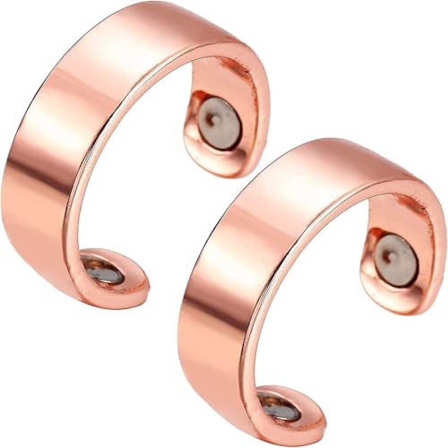 heofonm Sömni Ring Damen Wechseljahre, Sömni Ring, Magnetringe Damen Wechseljahre Ringe, Verstellbarer Magnetischer Akupressurring zur Linderung von Müdigkeit (Roségold-A*2) von heofonm
