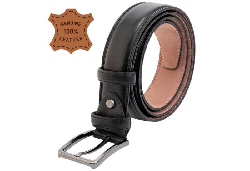 herémood Ledergürtel Ledergürtel Herren aus 100% echtem Leder – Schwarzer Ledergürtel Business & Freizeit mit hochwertiger Metallschnalle perfekte Geschenk von herémood