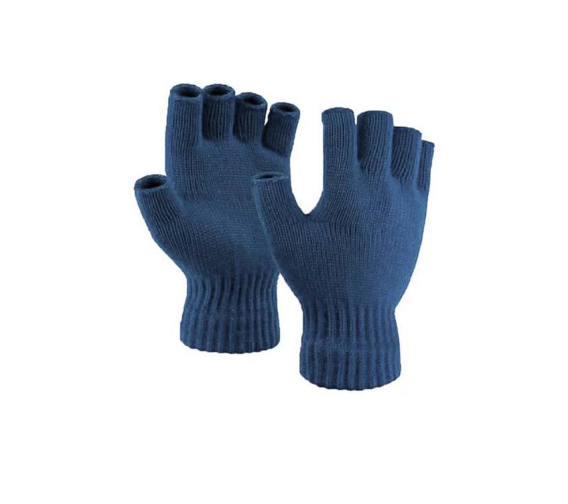 herémood Strickhandschuhe Fingerlose Strickhandschuhe Winter Damen Herren Acryl Thermo Blau (Halbfinger Handschuhe gestrickt – Outdoor Sport Unisex, 2-St., Bewegungsfreiheit & Komfort – Acryl thermo handschuhe) Elastisch, atmungsaktiv, langlebig – praktische fingerlose Handschuhe von herémood