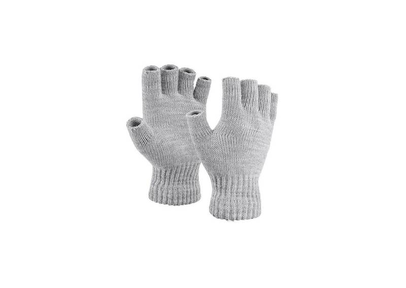 herémood Strickhandschuhe Fingerlose Strickhandschuhe Winter Damen Herren Acryl Thermo Grau (Halbfinger Handschuhe gestrickt – Outdoor Sport Unisex, 2-St., Bewegungsfreiheit & Komfort – Acryl thermo handschuhe) Elastisch, atmungsaktiv, langlebig – praktische fingerlose Handschuhe von herémood