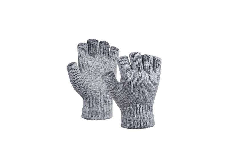 herémood Strickhandschuhe Fingerlose Strickhandschuhe Winter Damen Herren Thermo Dunkelgrau (Halbfinger Handschuhe gestrickt – Outdoor Sport Unisex, 2-St., Bewegungsfreiheit & Komfort – Acryl thermo handschuhe) Elastisch, atmungsaktiv, langlebig – praktische fingerlose Handschuhe von herémood