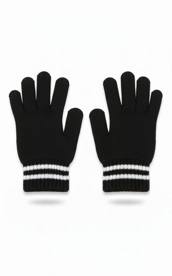 herémood Strickhandschuhe Kinder Strickhandschuhe Winter Acryl Warm Schwarz Jungen Mädchen (Kinderhandschuhe gestrickt – Mädchen Jungen Winter, 2-St., Weiche warme Acryl Handschuhe – Schule Freizeit Outdoor) Elastisch, pflegeleicht & bequem – unisex Kinder Strickhandschuhe von herémood