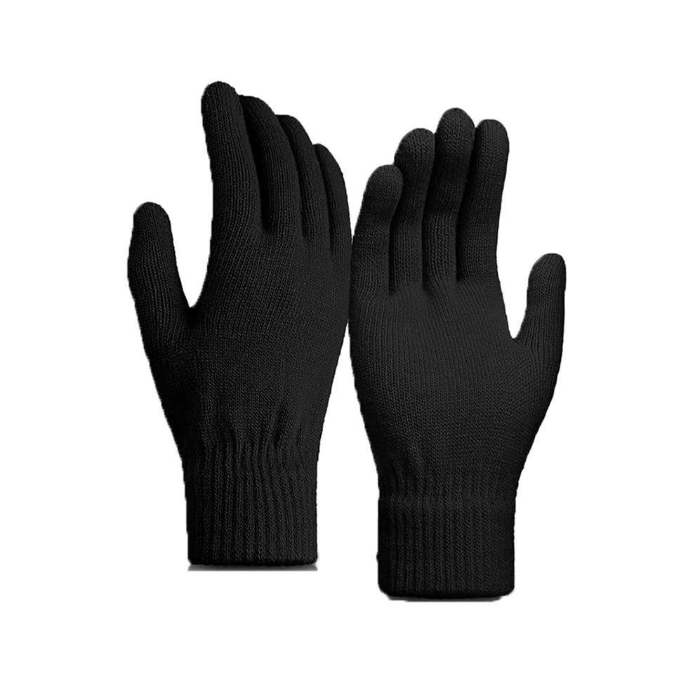 herémood Strickhandschuhe Premium Winterhandschuhe Schwarz Thermofutter Windschutz Unisex Warm (Exklusive Thermo Winterhandschuhe – Unisex Acryl schwarz, 2-St., Windschutz, Thermofutter & atmungsaktive Strickqualität) Hochwertig, robust & warm – stilvolle Premium Winterhandschuhe von herémood