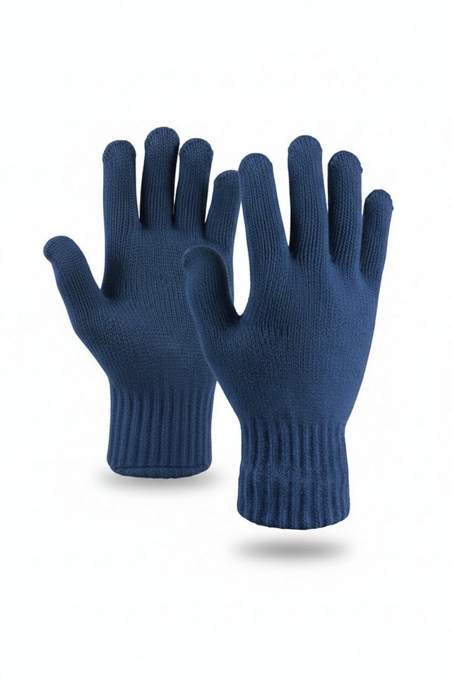 herémood Strickhandschuhe Strickhandschuhe Winter Damen Herren Warme Acryl Thermo Outdoor Blau (Thermo Winterhandschuhe gestrickt – Herren Damen Unisex, 2-St., Elastische warme Handschuhe Acryl – Sport Outdoor Alltag) Atmungsaktiv, Kälteschutz, weich & robust – 1 Paar Strickhandschuhe von herémood