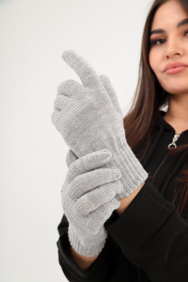 herémood Strickhandschuhe Strickhandschuhe Winter Damen Herren Warme Acryl Thermo Outdoor Grau (Thermo Winterhandschuhe gestrickt – Herren Damen Unisex, 2-St., Elastische warme Handschuhe Acryl – Sport Outdoor Alltag) Atmungsaktiv, Kälteschutz, weich & robust – 1 Paar Strickhandschuhe von herémood