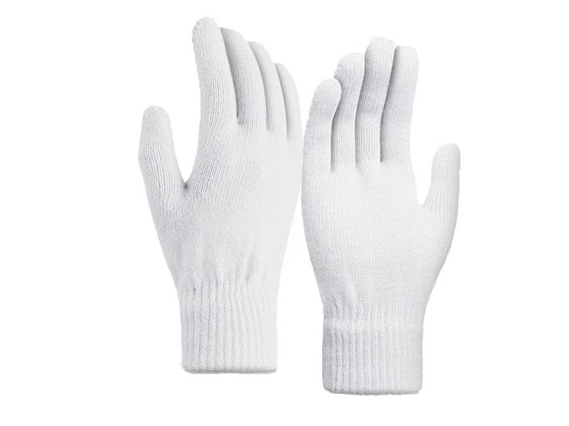herémood Strickhandschuhe Strickhandschuhe Winter Damen Herren Warme Acryl Thermo Outdoor Weiß (Thermo Winterhandschuhe gestrickt – Herren Damen Unisex, 2-St., Elastische warme Handschuhe Acryl – Sport Outdoor Alltag) Atmungsaktiv, Kälteschutz, weich & robust – 1 Paar Strickhandschuhe von herémood