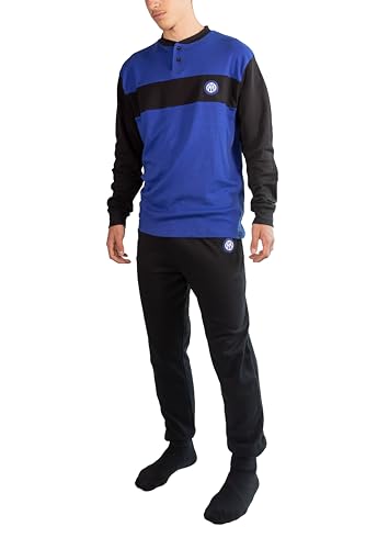 hermet Herren Pigiama Interlock Serafino Inter Pyjamaset, schwarz und blau, L von hermet
