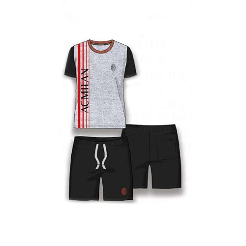 hermet Pyjama Milan Kurz Grau Sommer Jungen Herren Offizielle Homewear Halbarm Trikot Und Shorts Trainingsanzug Baumwolle 2035,M von hermet
