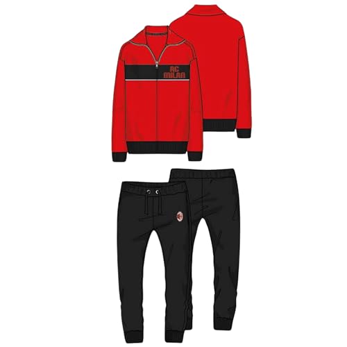 hermet Pyjama Milan Lang Rot Schwarz Jungen Kinder Offizielle Homewear Sweatshirt mit Reißverschluss und langer Hose 2025 Baumwollanzug, rot, 16 Jahre von hermet