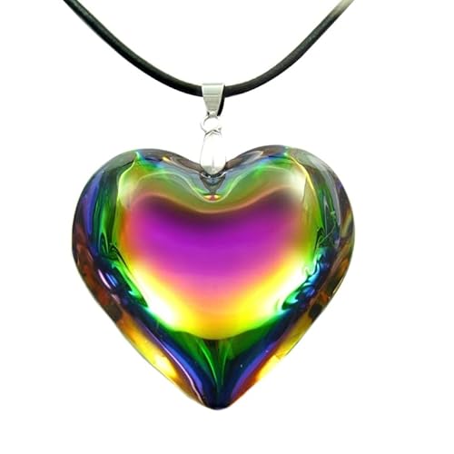Hero-s Halskette mit Kristallherzform, Glasanhänger, bunte Schlüsselbeinkette, Schmuck für Damen, Mädchen, Teenager, einzigartige Ornamente, Herzanhänger von hero-s