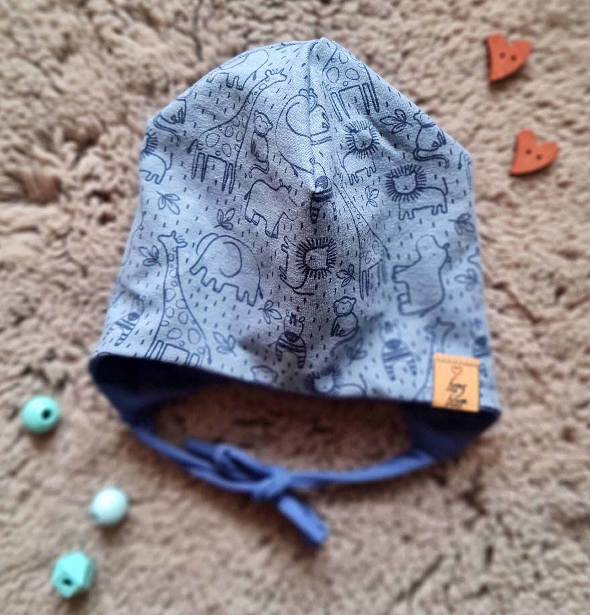 Babymütze Mit Ohren Und Bindebändern, Ku 35-39 von herzbaer